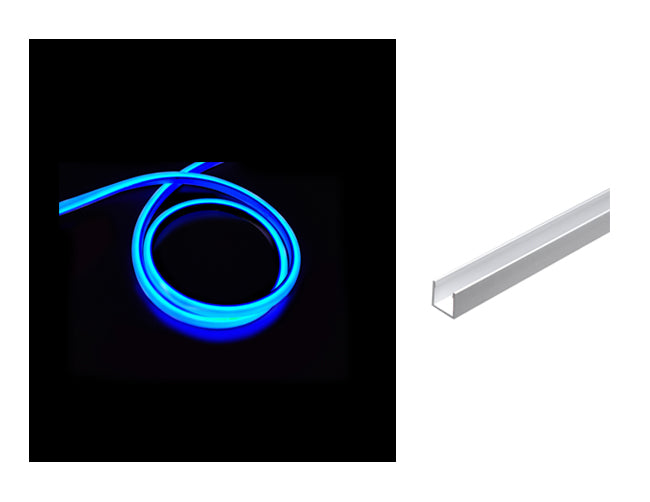 The deep aluminum channel for surface mounting the 3D neon LED lights.