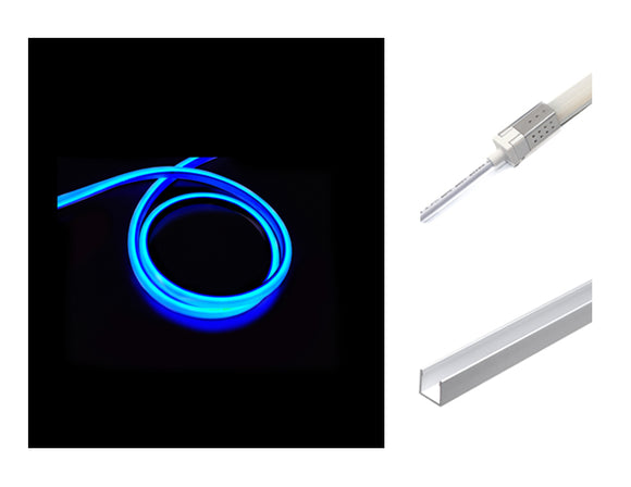 The 3D neon LED lights, a rear power feed kit, and a deep aluminum channel.