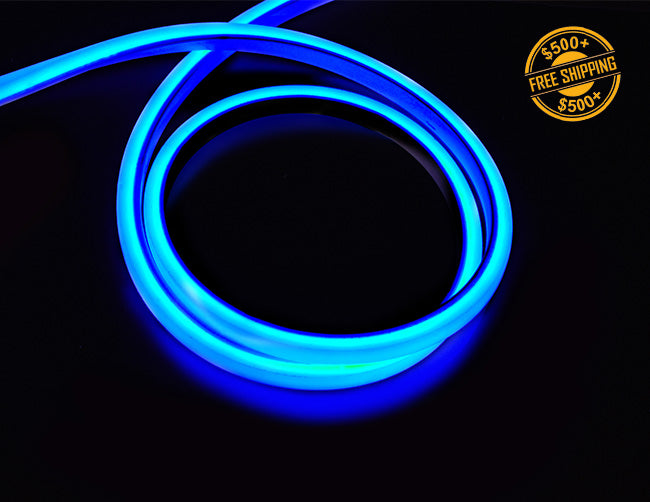 The 3D neon LED lights that are blue.