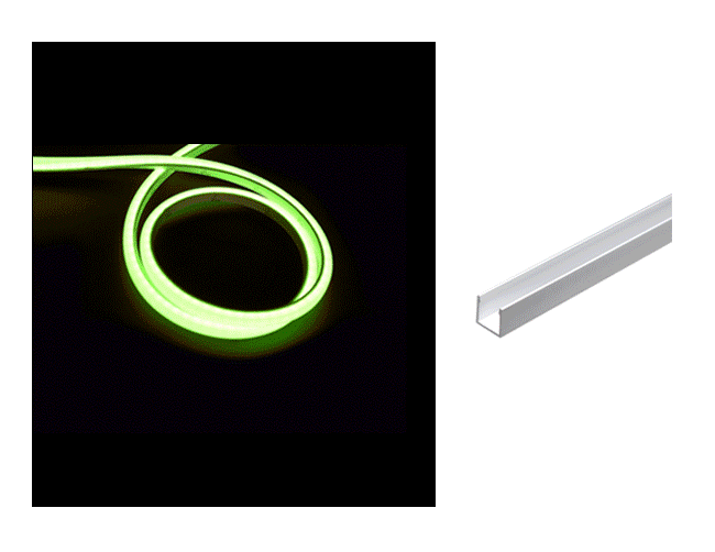 The deep aluminum channel for surface mounting the 3D neon LED lights.