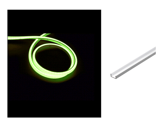 The aluminum channel for surface mounting the 3D neon LED lights.