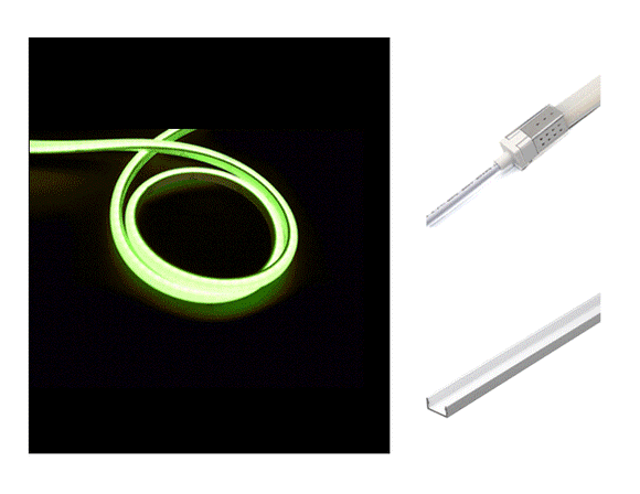 The 3D neon LED lights, a rear power feed kit, and an aluminum channel.