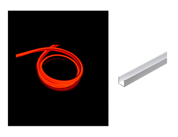 The deep aluminum channel for surface mounting the 3D neon LED lights.