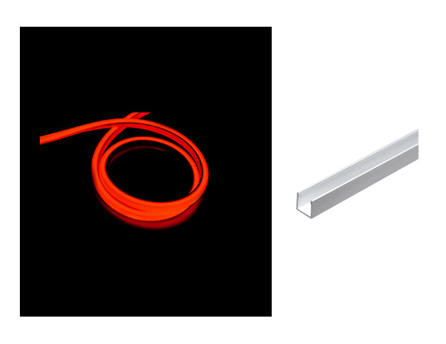 The deep aluminum channel for surface mounting the 3D neon LED lights.
