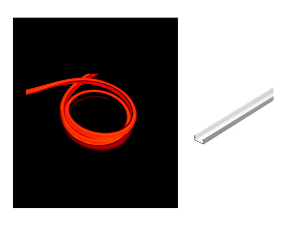 The aluminum channel for surface mounting the 3D neon LED lights.