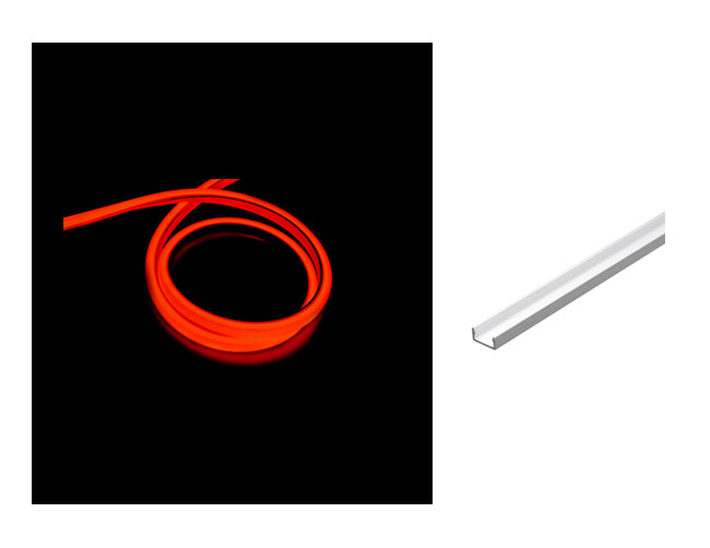 The aluminum channel for surface mounting the 3D neon LED lights.