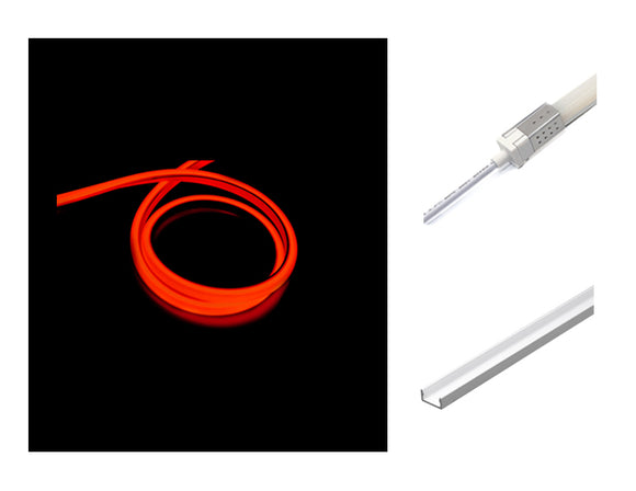 The 3D neon LED lights, a rear power feed kit, and an aluminum channel.