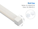LED 3D Neon Light End Cap white color and clear; dimension is 0.38" long, 0.43" wide, and 0.44" high.