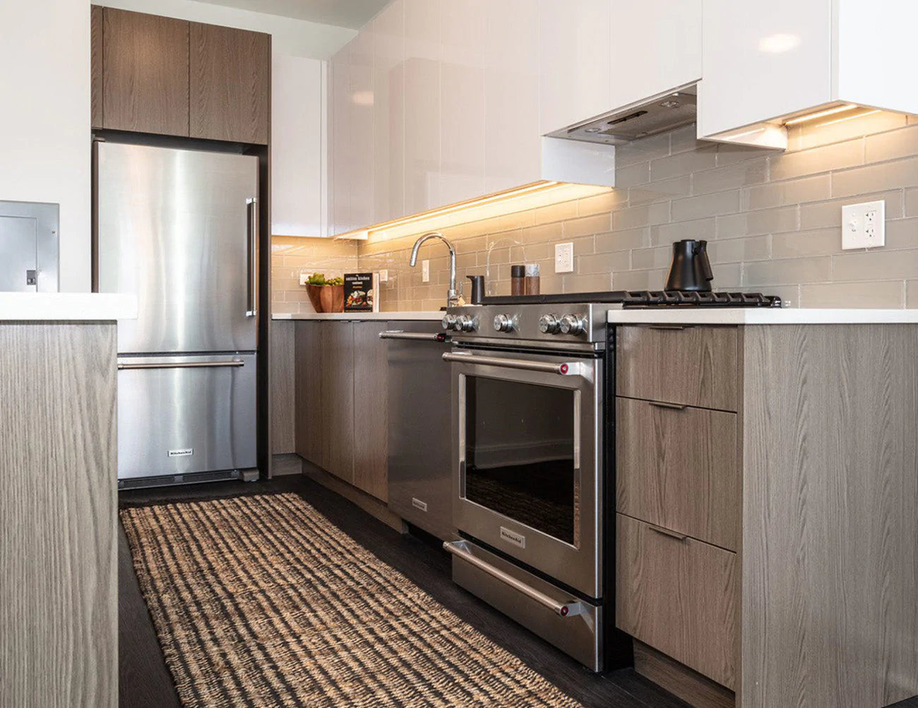 Undercabinet lights in a kitchen space