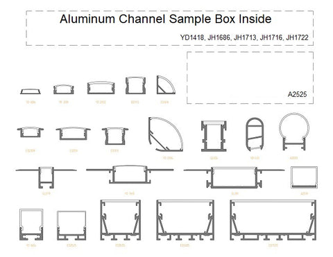 Aluminum channel sample box inside drawing