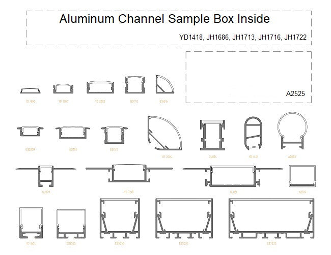 Aluminum channel sample box inside drawing