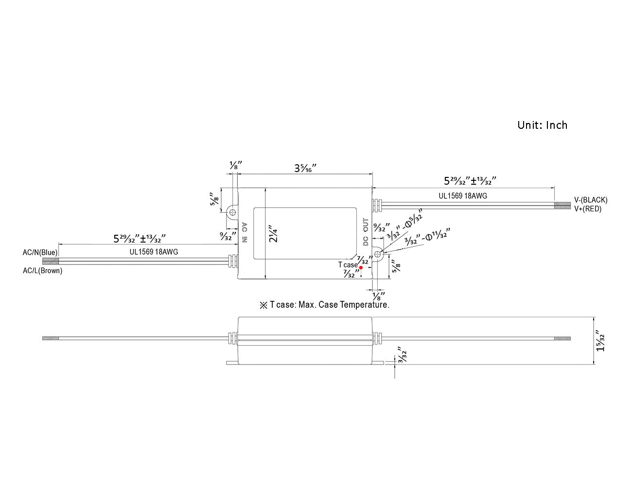 Dimensions of LED Driver APV-35W-24V