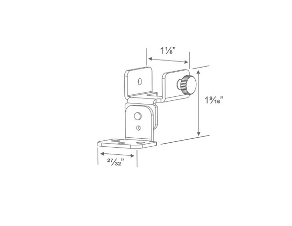 Dimensions of aluminum channel ES-2321 accessory adjustable bracket.