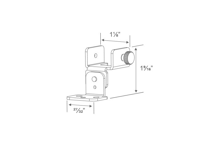 Dimensions of aluminum channel ES-2321 accessory adjustable bracket.