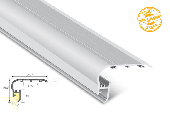 Aluminum channel STAIR EDGE GL 024 Silver Channel + Milky Diffuser