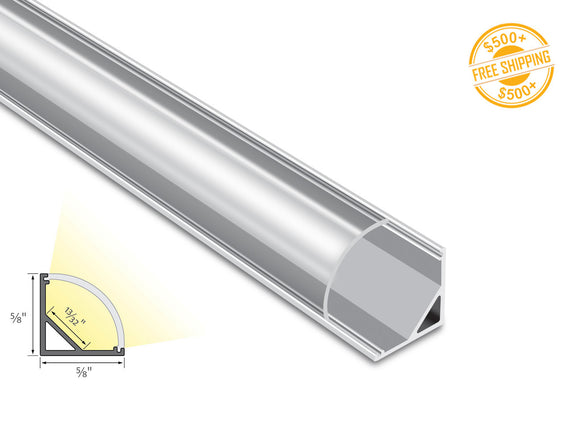 Aluminum Channel ROUND CORNER-S YD 1002 Silver Channel + Clear Diffuser