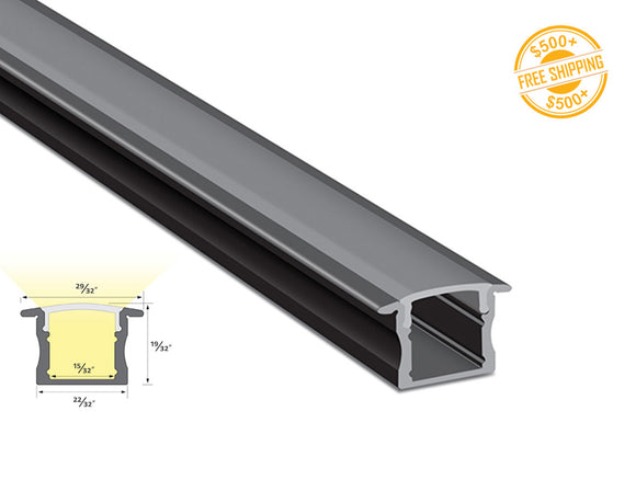 Aluminum channel SLIM RECESS YD 1201 Black Channel + Black Diffuser