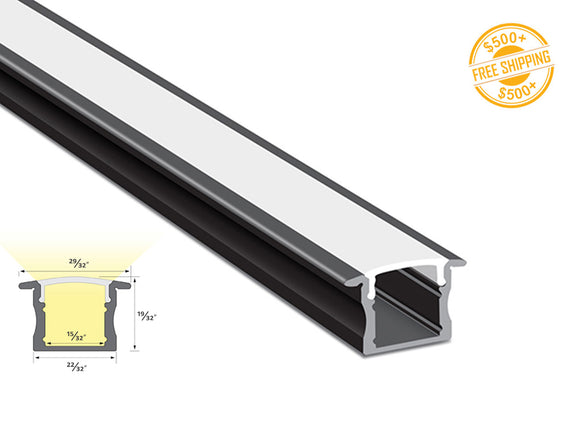 Aluminum channel SLIM RECESS YD 1201 Black Channel + Milky Diffuser