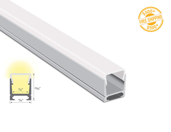 Aluminum channel SKINNY DOME YD 1418 Silver Channel + Milky Diffuser