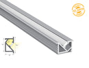 Aluminum channel ANGLE RECESS JH 1716 Silver Channel + Milky Diffuser