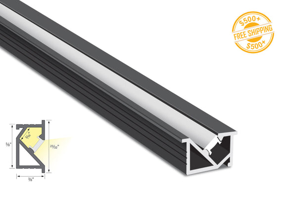 Aluminum channel ANGLE RECESS JH 1716 Black Channel + Milky Diffuser