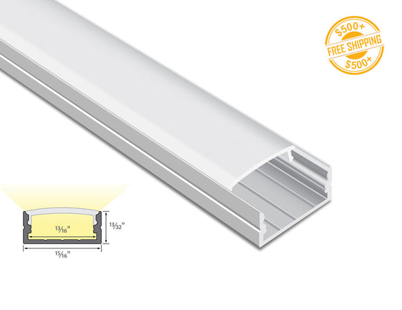 Aluminum Channel WIDE FLAT YD 2002 Silver Channel + Milky Diffuser