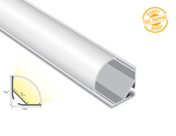 Aluminum channel ROUND CORNER-L YD 2004 Silver Channel + Milky Diffuser