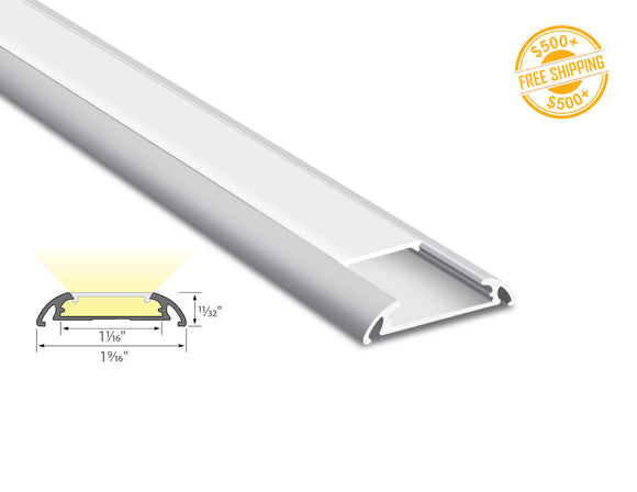 Aluminum channel THIN FLAT YD 2601 Silver Channel + Milky Diffuser