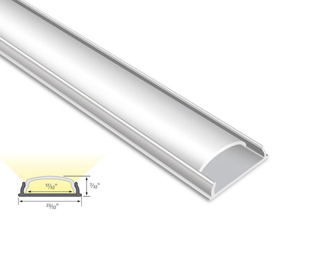 Cross section view of aluminum channel YD-1806 flex flat, showing its dimension and light glowing directions.