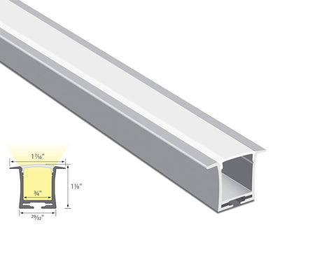 Cross section view of skinny recess aluminum channel GL 031, showing its dimension and light glowing directions.