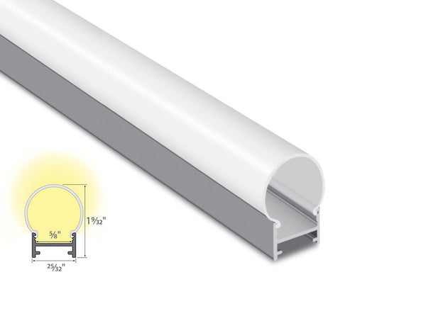 ROUND SURFACE - A 2033 Aluminum Channel + Milky Diffuser - 94“ - 1