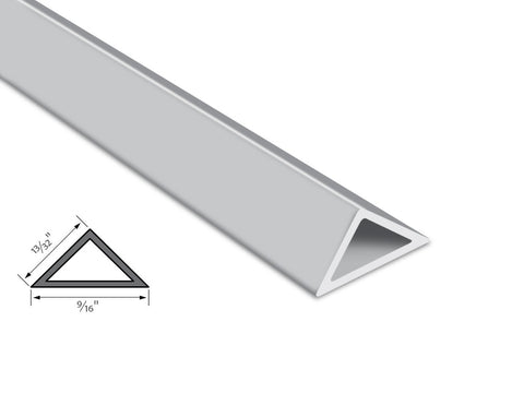 Cross section view of triangle aluminum channel LX 1410, showing its dimensions.
