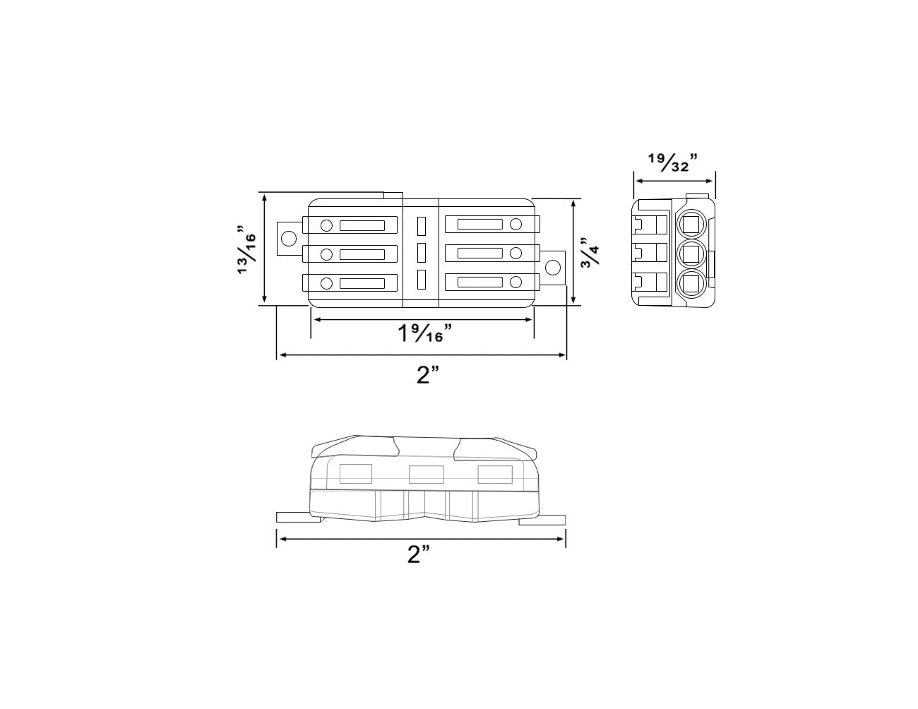 Dimensions of Wire Compact Splicing 3 to 3 Connectors.