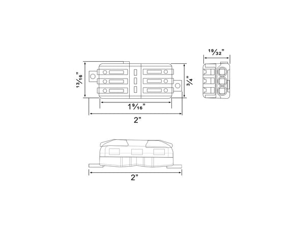 Dimensions of Wire Compact Splicing 3 to 3 Connectors.
