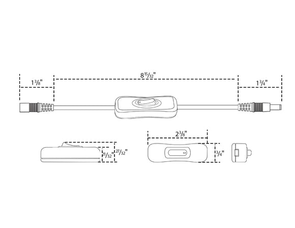 Dimensions of DC Inline On/Off Switch