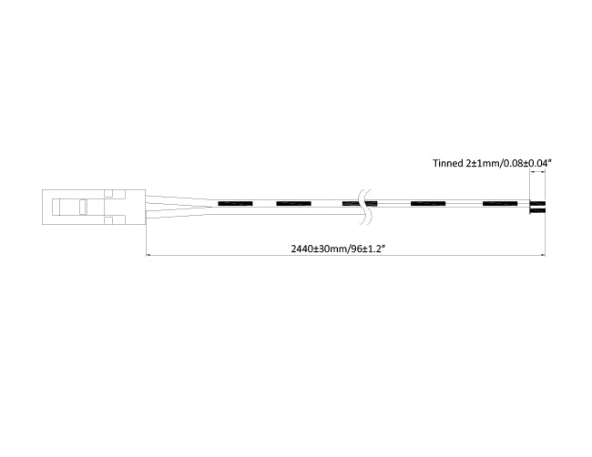 Dimensions of Dupont-Male Wire 96".