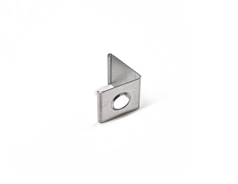 Top view of a piece of LED Aluminum Channel ROUND CORNER-S Accessories - ES 1616/YD 1002 Mounting Clip silver color.