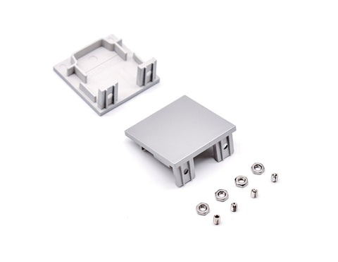 A pair of end caps for Aluminum Channel 3535 LINEAR with screws.