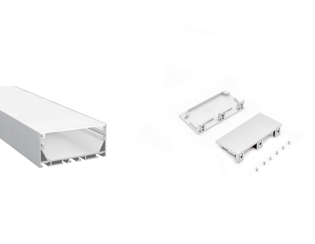 LED aluminum channel ES-7535 with a pair of end caps.