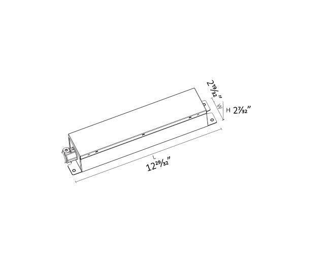 Dimensions of Emergency LED Driver 25W.