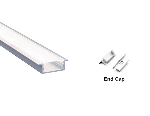 Cross section view of aluminum channel ES-3011, with a pair of end caps.