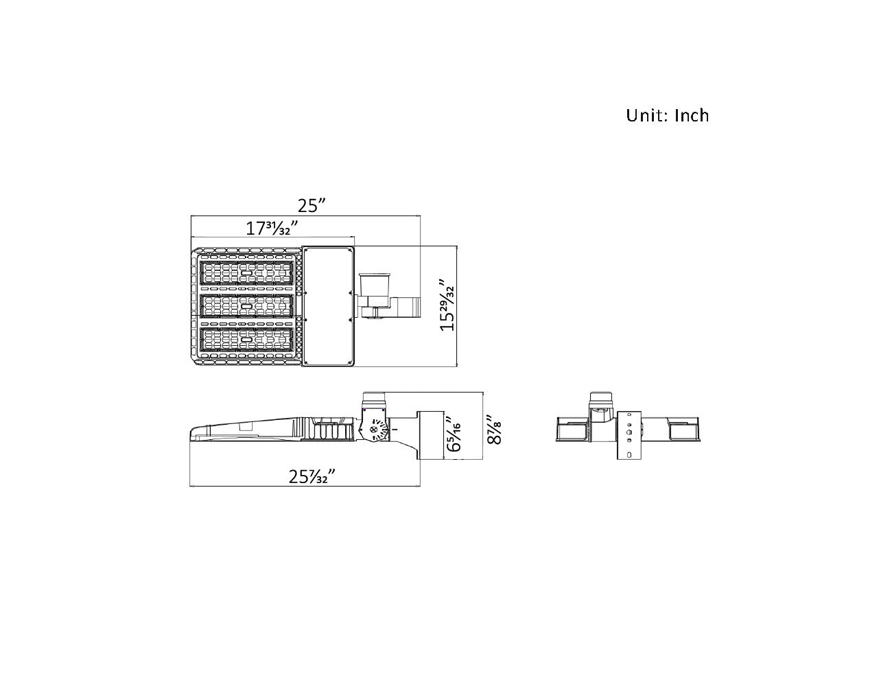 Dimensions of LED Shoebox Light 300W.