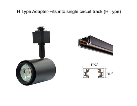 The LED track light standard black model 3000K has H type adapter and can fit into single circuit H type track.