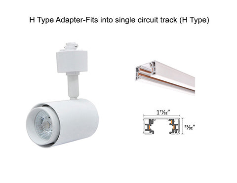 The LED track light standard white model 3000K has H type adapter and can fit into single circuit H type track.