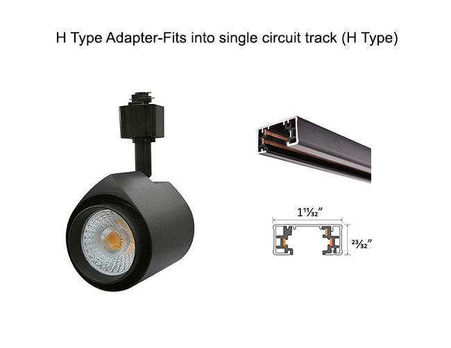 The LED track light standard black model 3000K has H type adapter and can fit into single circuit H type track.