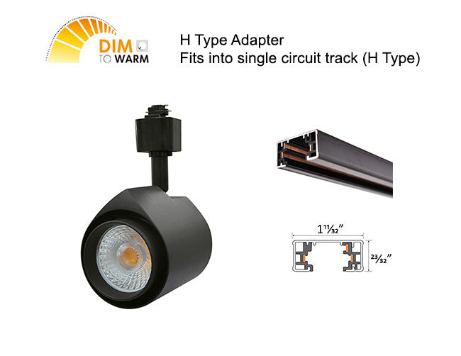 The LED track light dim to warm black model has H type adapter and can fit into single circuit H type track.