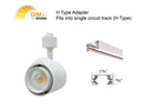 The LED track light dim to warm white model has H type adapter and can fit into single circuit H type track.