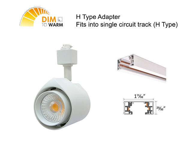 The LED track light dim to warm white model has H type adapter and can fit into single circuit H type track.