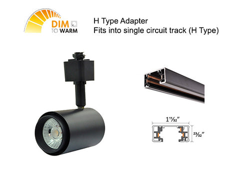 The LED track light dim to warm black model has H type adapter and can fit into single circuit H type track.