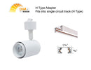 The LED track light dim to warm white model has H type adapter and can fit into single circuit H type track.